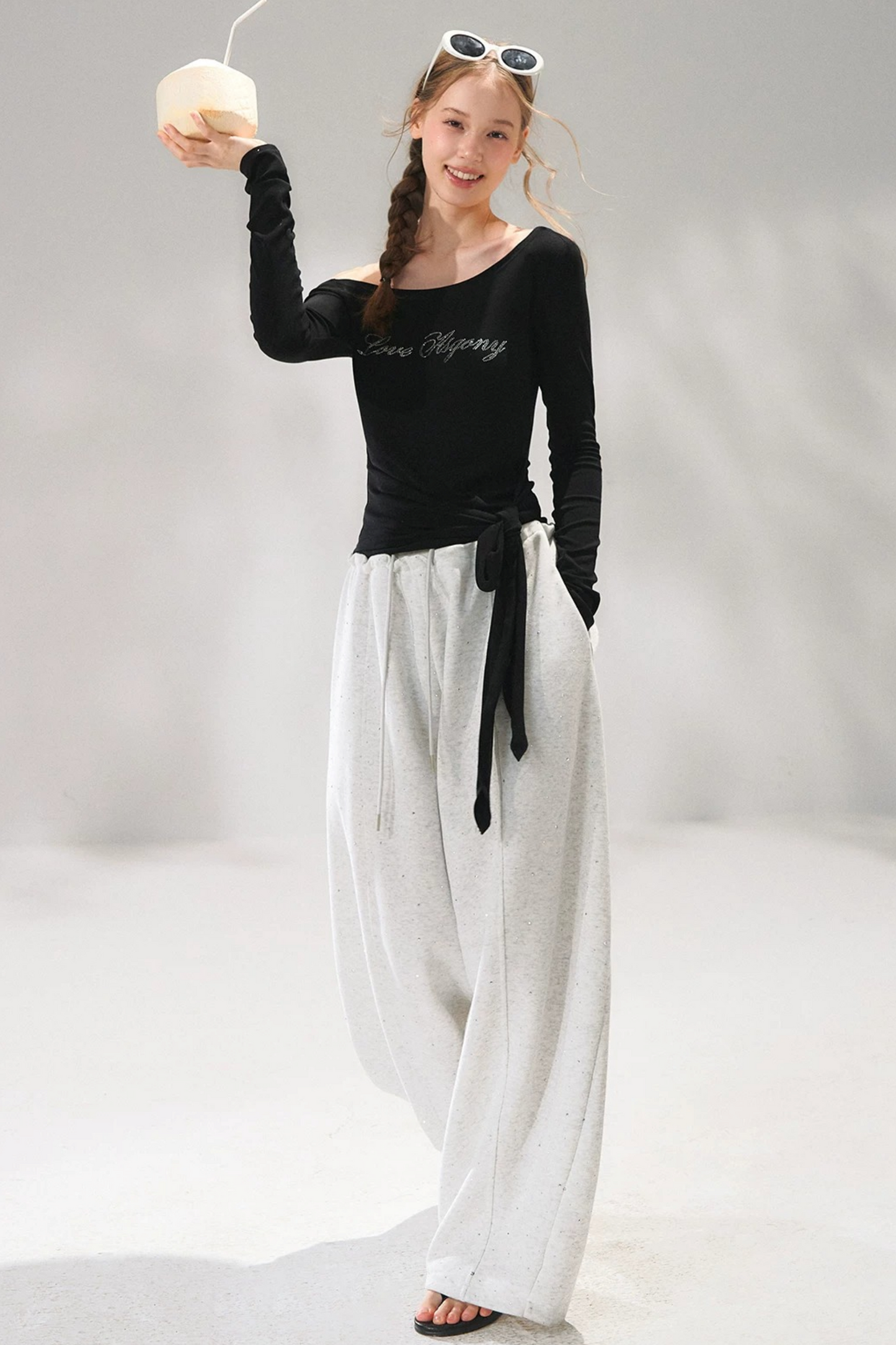Rhinestone Embellished One-Shoulder Top