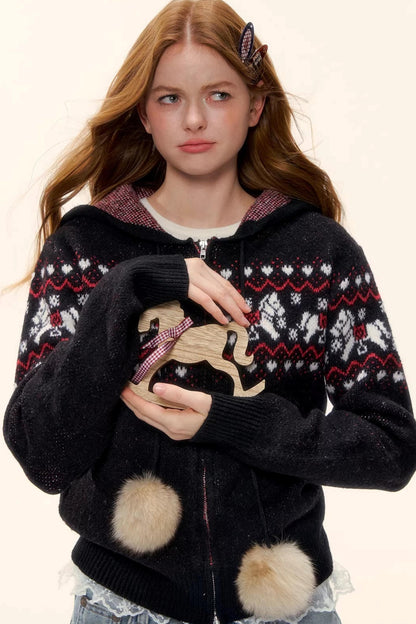 Wool Blend Fair Isle Jacket Set-Up