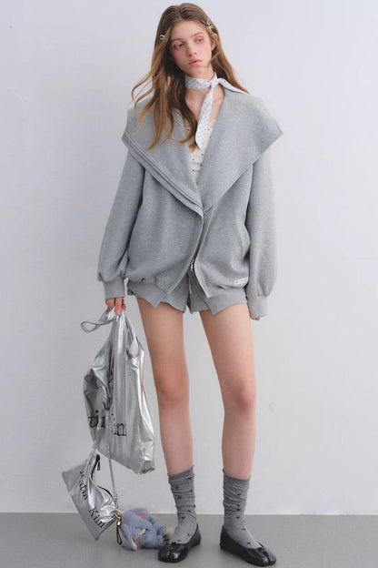 Pink Hooded Zip-Up Jacket Set-Up