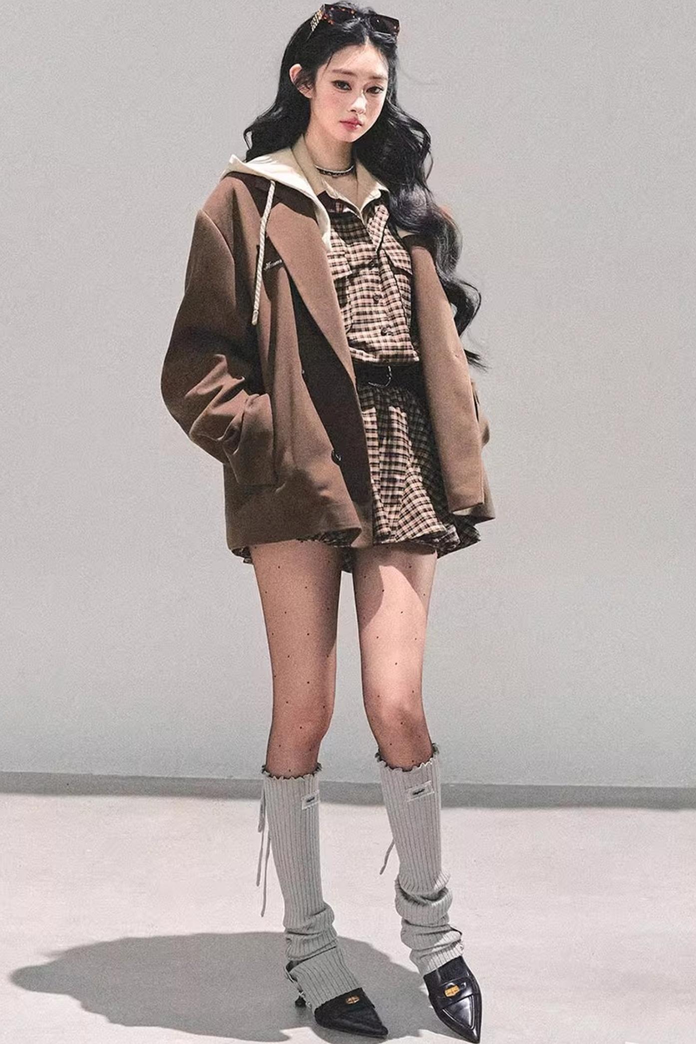 Plaid Two-Piece Winter Dress Set-Up