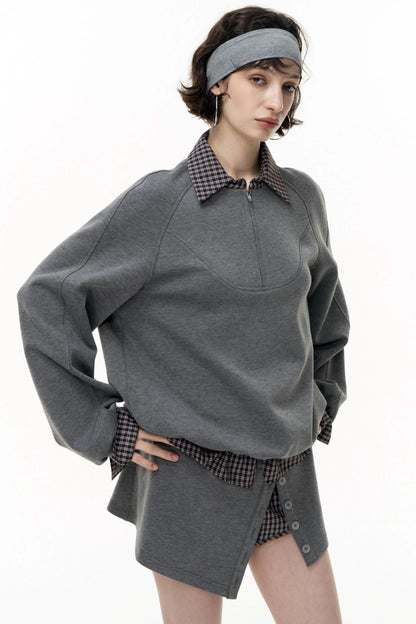 Patchwork Pullover Sweatshirt Set-Up