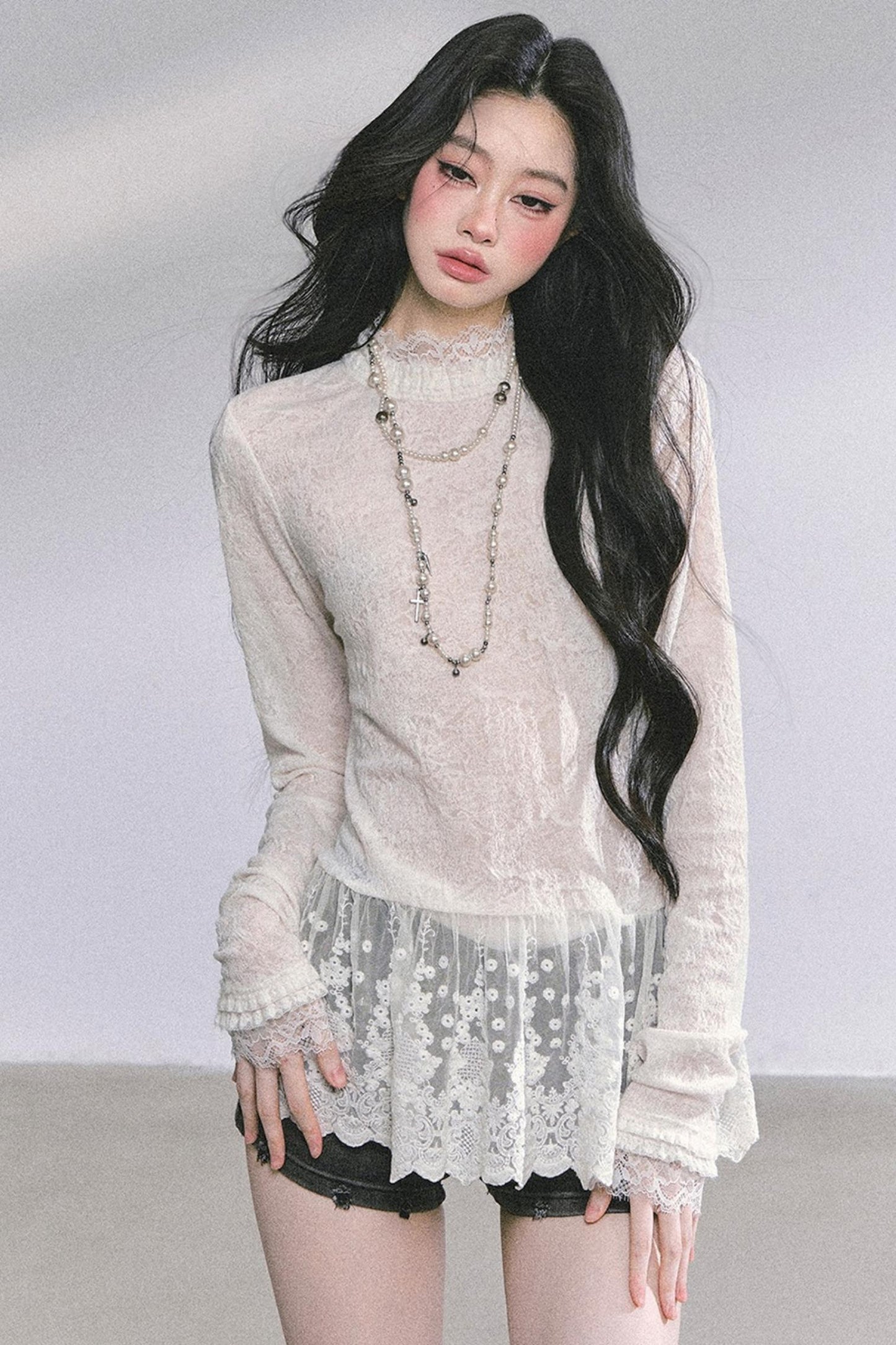 Pure Hollow Lace Top