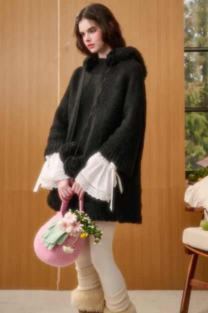 Hooded Wool Cape Dress