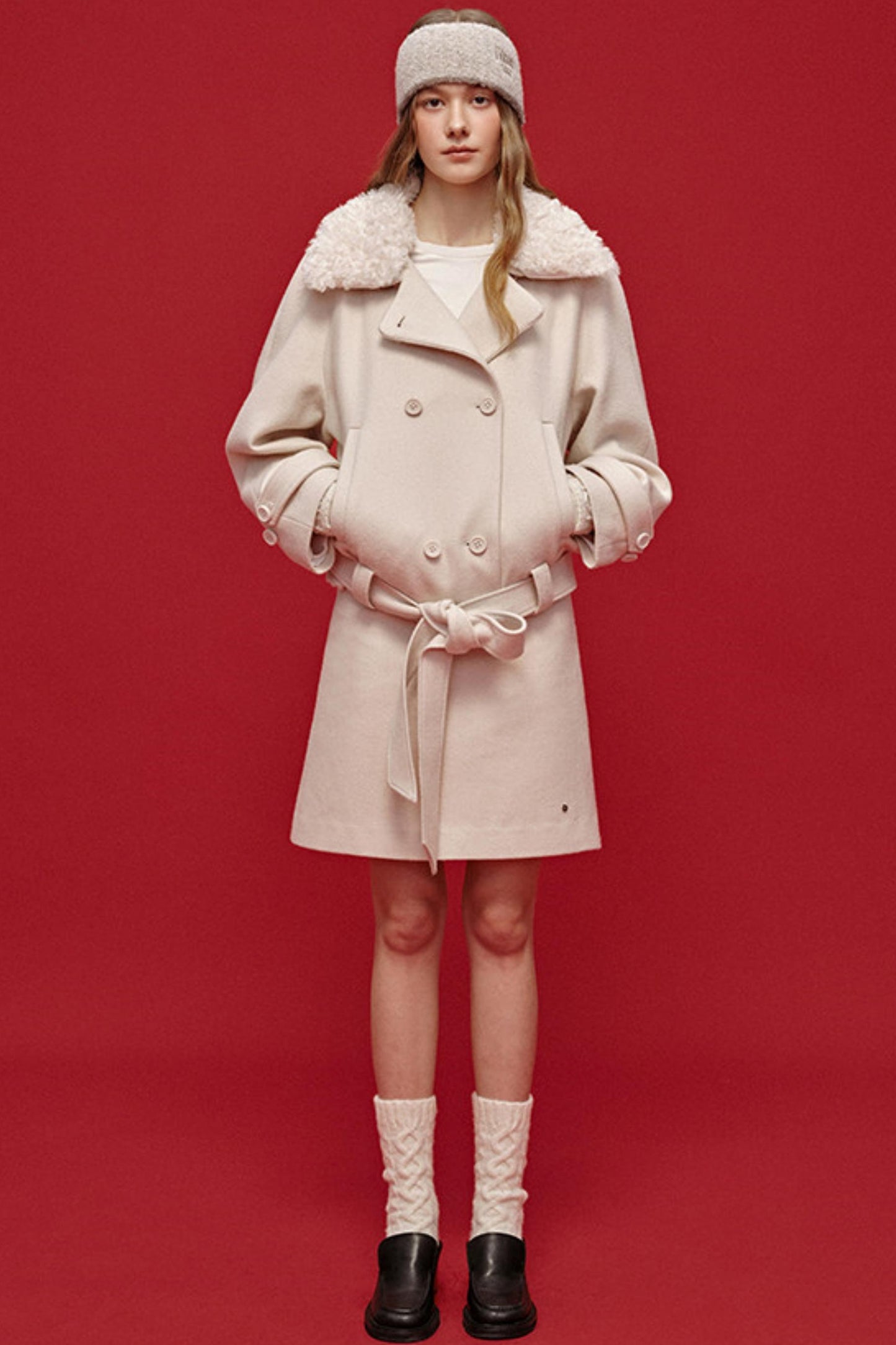 Jacquard-Haarband aus Wolle mit breiter Krempe