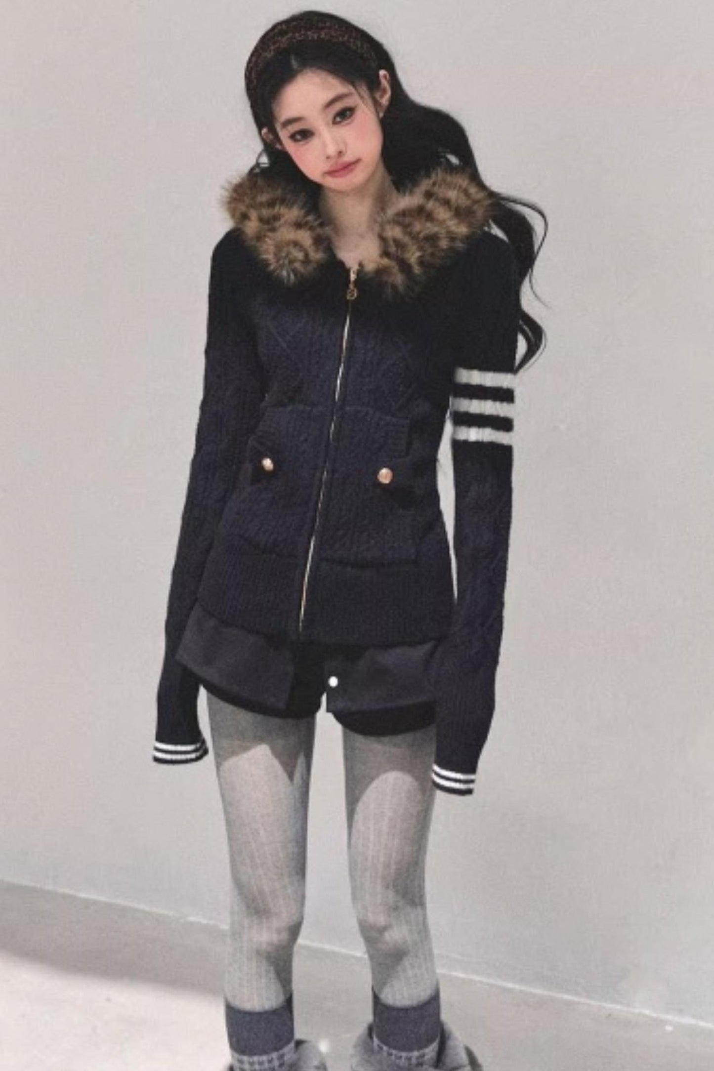 Winter Hooded Knit Sweater