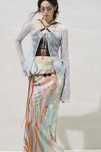 Lace Metallic Cardigan Set