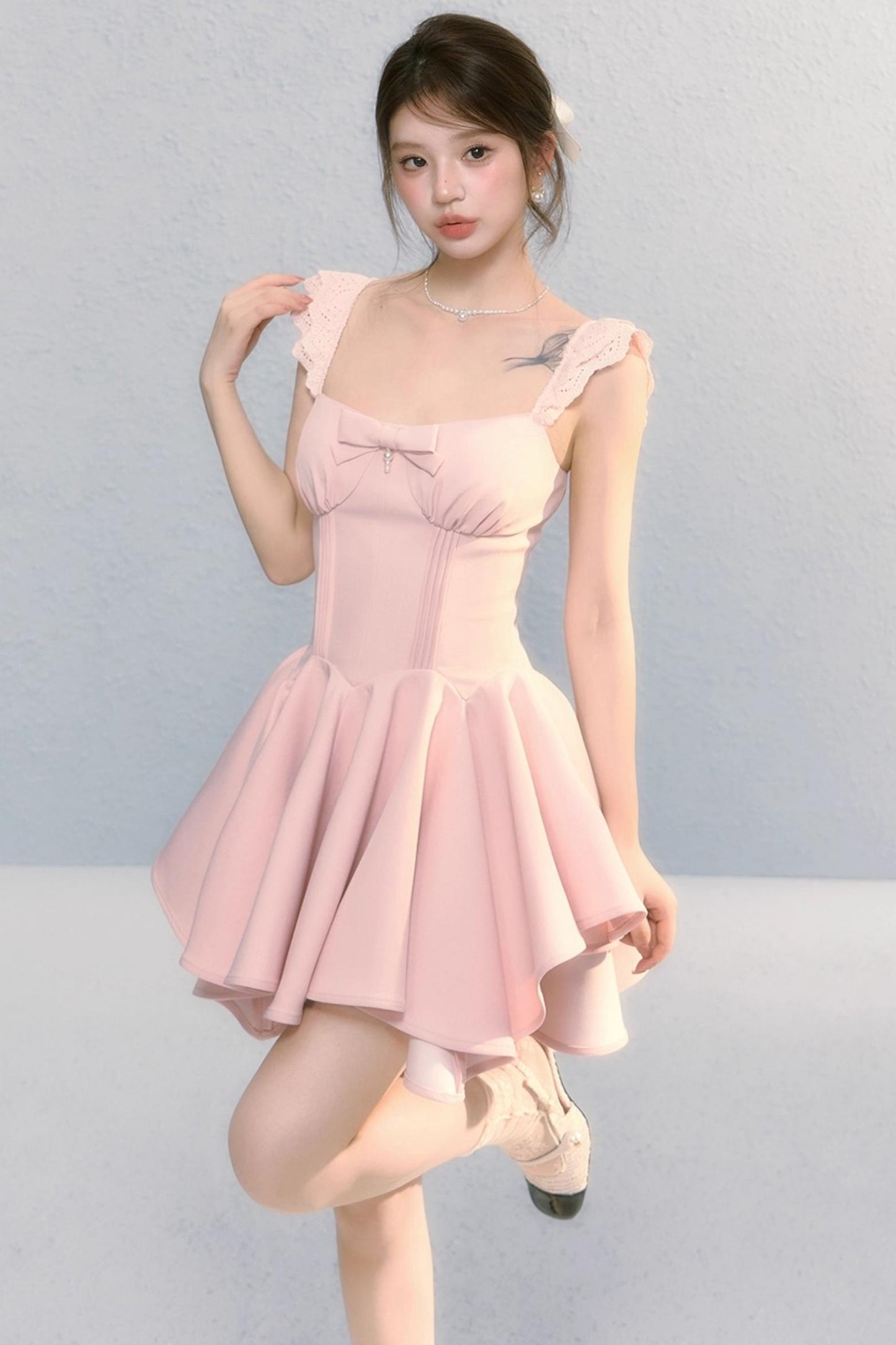 Golden Bow A-Line Dress