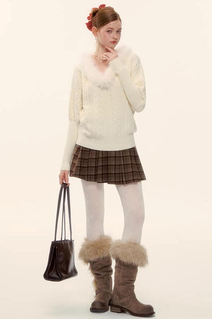 Retro Plaid Wool Skirt