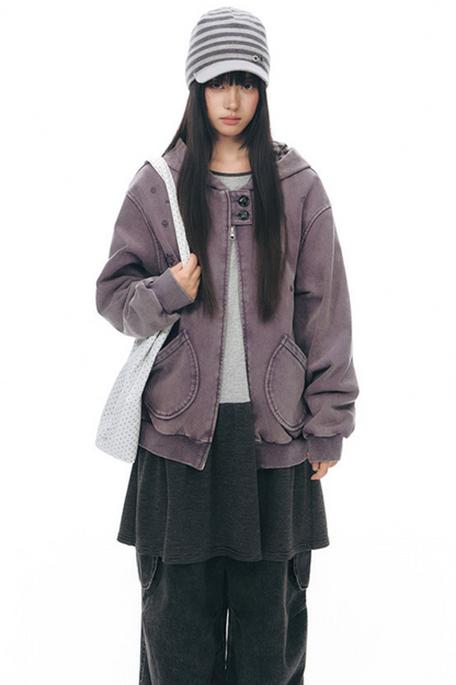Patchwork Distressed Cardigan Jacket