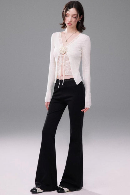 Black Lace Waistband Pants