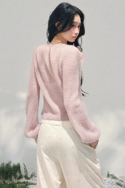 Spring Soft Breeze Floral Sweater Set-Up