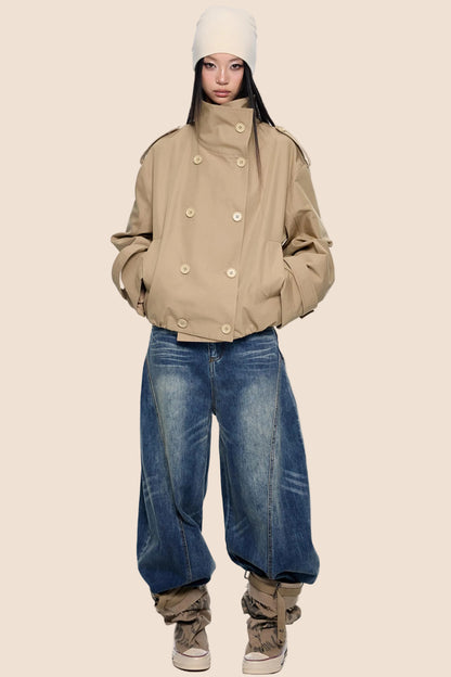 Double-Breasted Retro Trench Coat