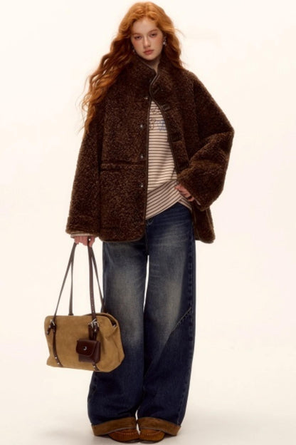 Suede Patchwork Denim Pants