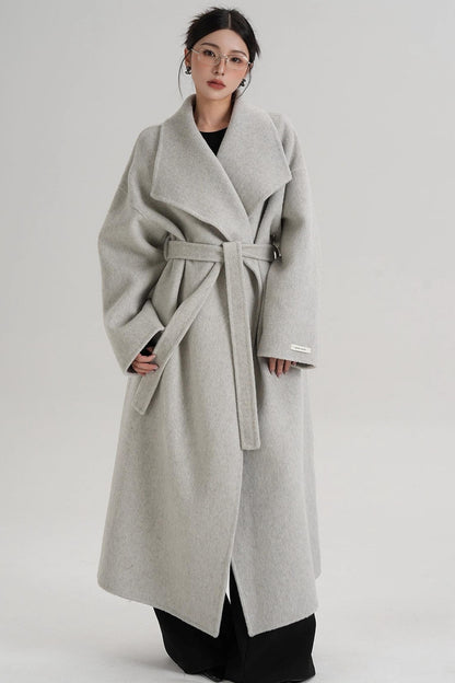 Large Lapel Long Wool Coat