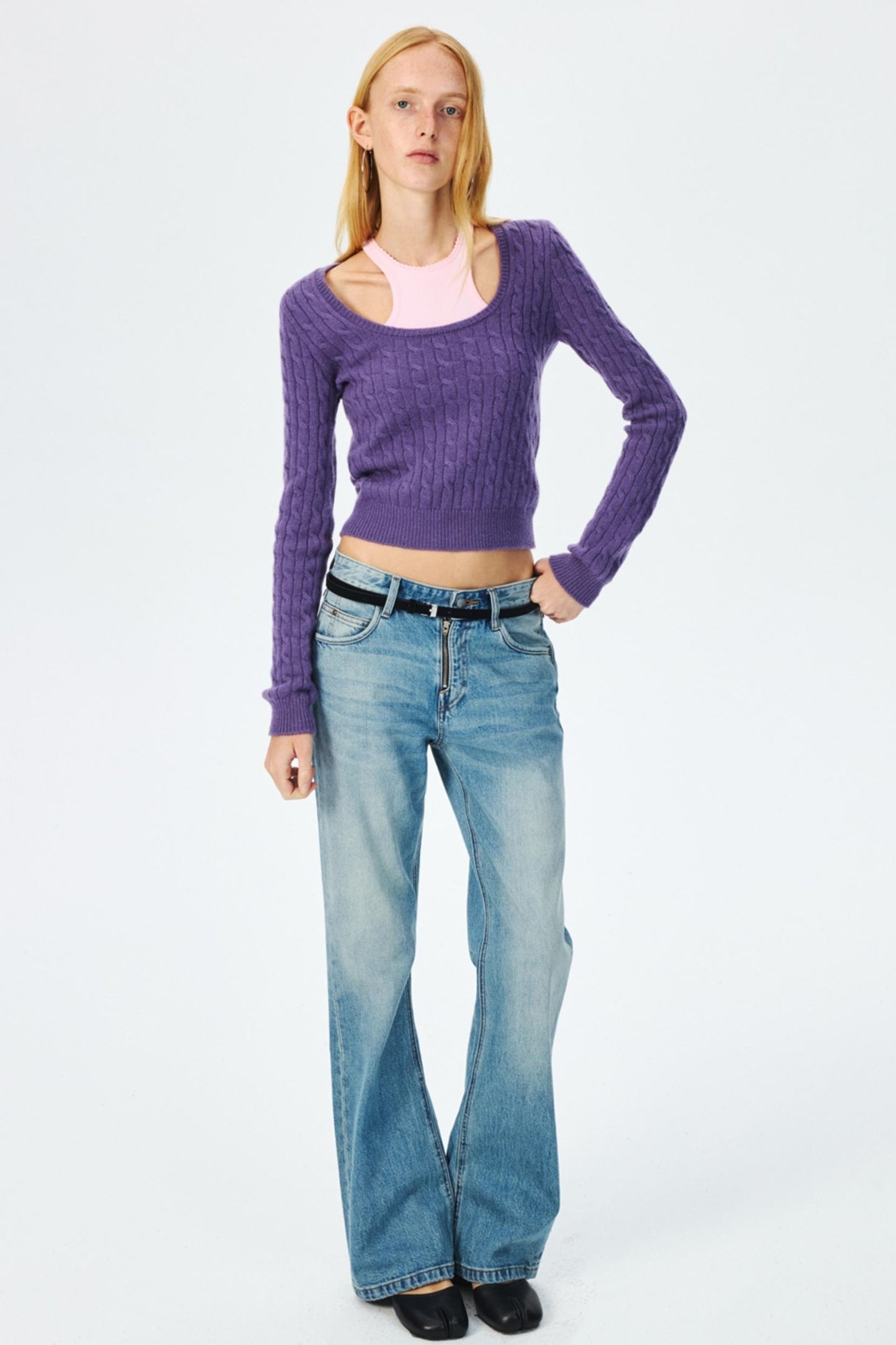 Wool Cropped Slim Fit Top