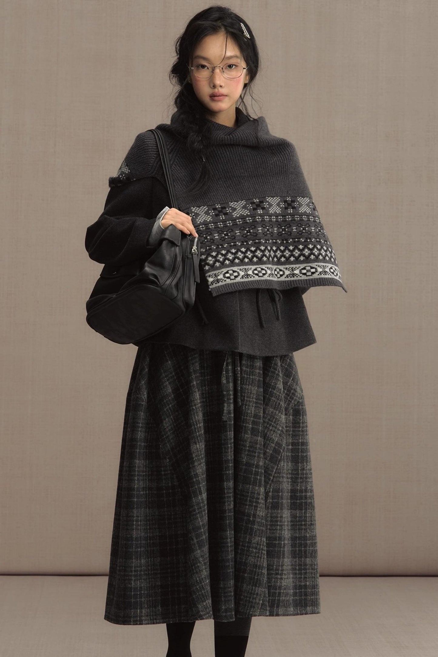 Rime Snow Jacquard Shawl Coat