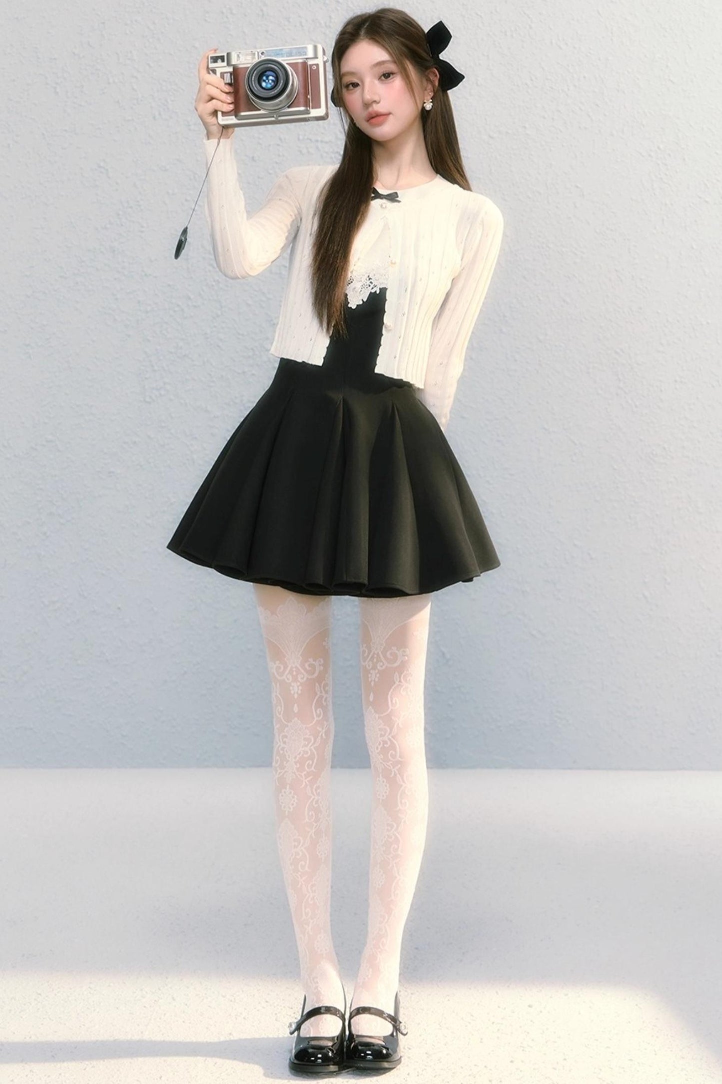 Golden V-Shaped Black Dress