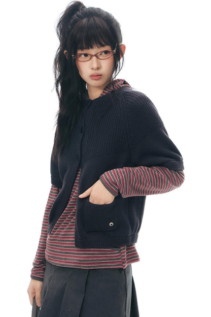 Vintage-Strickjacke mit mittellangen Ärmeln