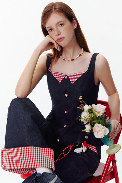 Colorblock Plaid Tank Top