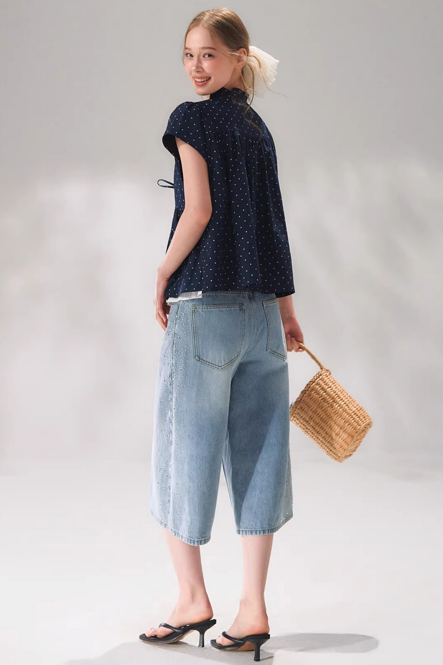 Ruffled Polka Dot Babydoll Top