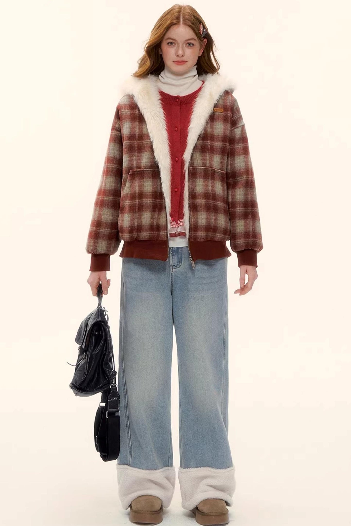 Reversible Plaid Plush Coat