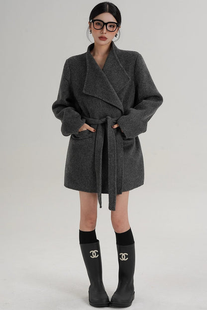 Elegant Wool Bathrobe Coat