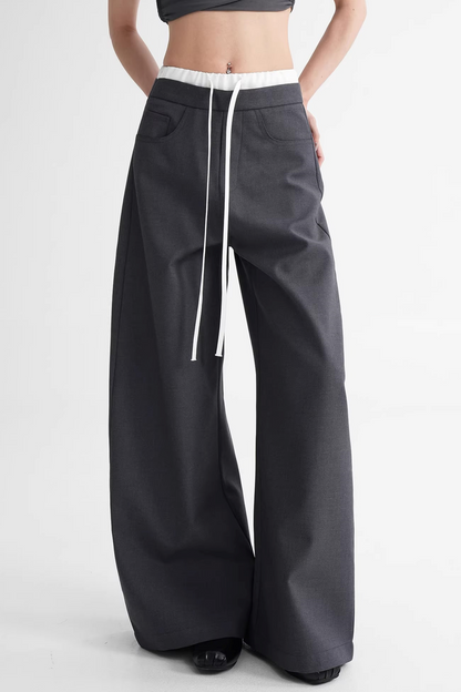 Elegant Color-Blocking Wide-Leg Pants