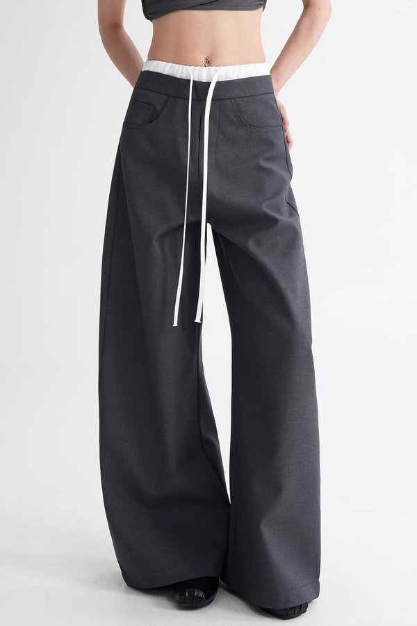 Elegant Color-Blocking Wide-Leg Pants