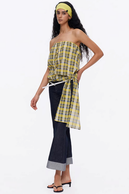 Lightweight Striped Tie-Front Top