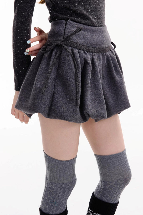 Autumn High-Waisted Woolen A-Line Skirt