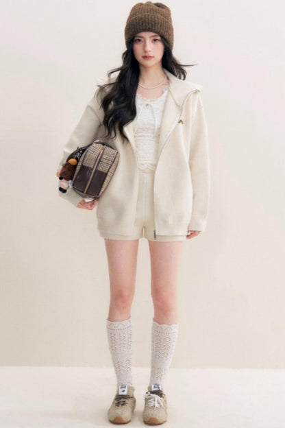 Luxury Wool Hooded Jacket Set-Up