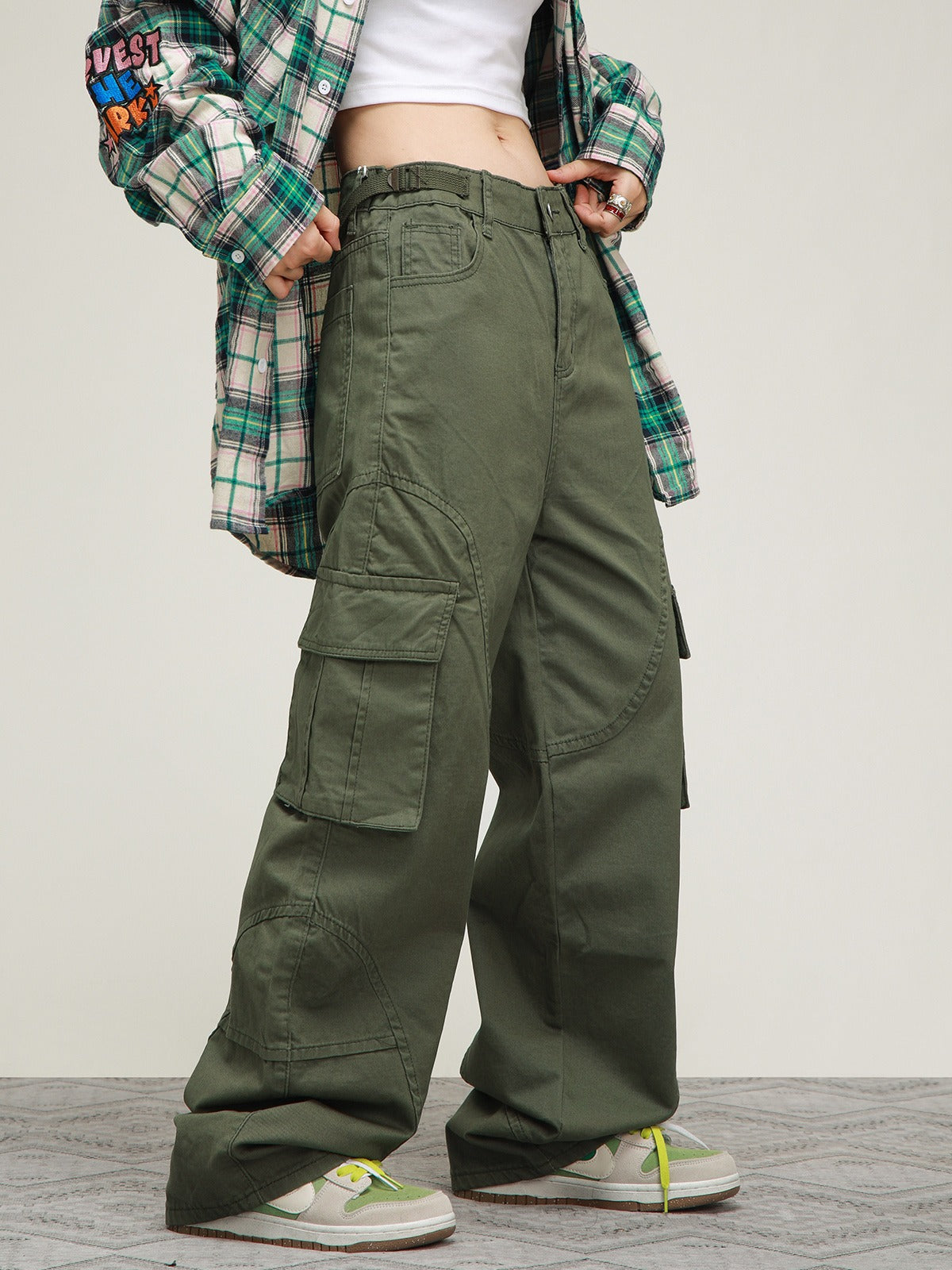 American stitching straight-leg loose pants