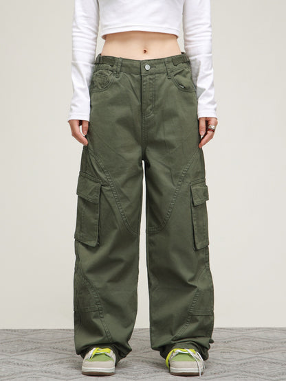 American stitching straight-leg loose pants