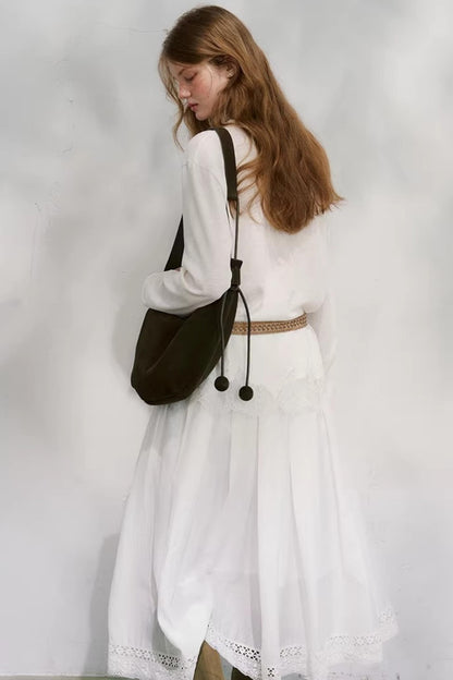 Cotton Lace Plaid Skirt