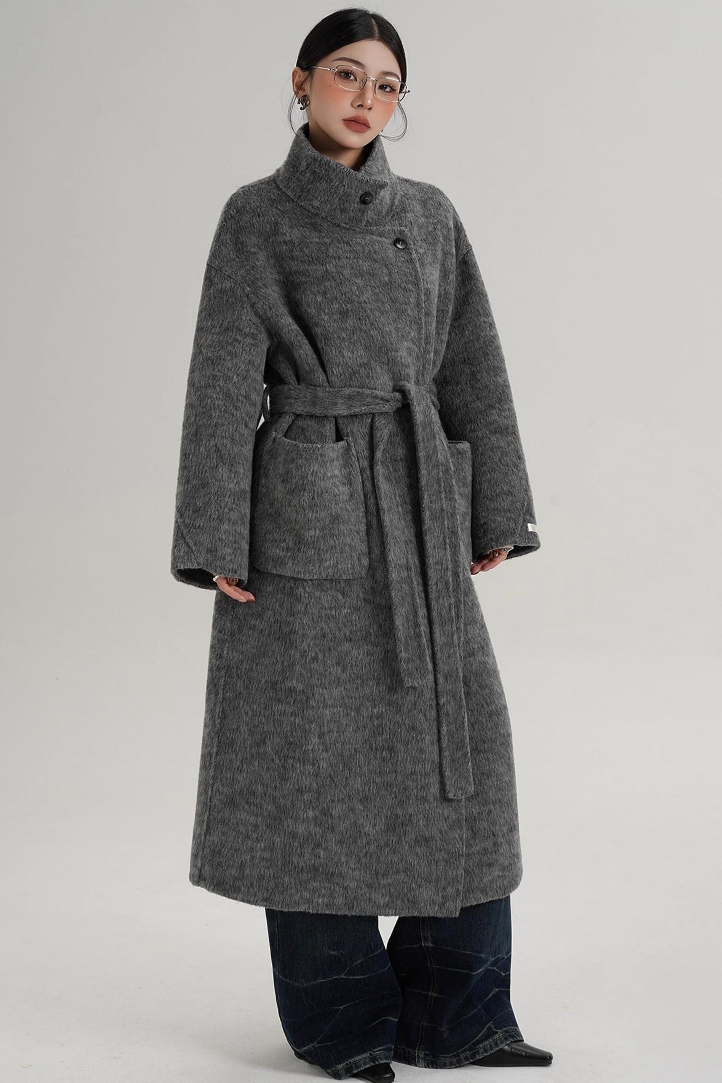 Elegant High-Neck Wool Coat