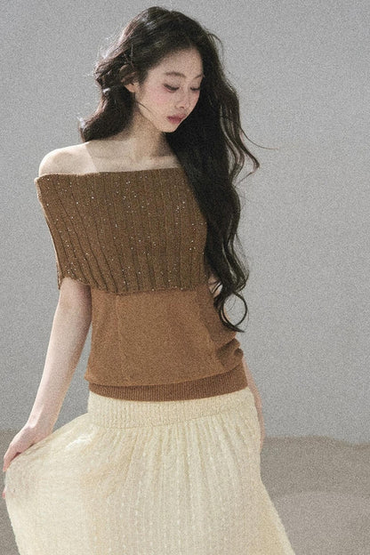 Youthful Off-Shoulder Knit Top