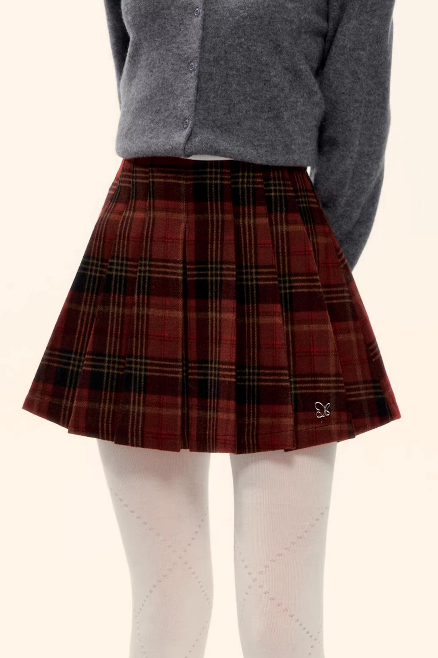 Retro Plaid Wool Skirt