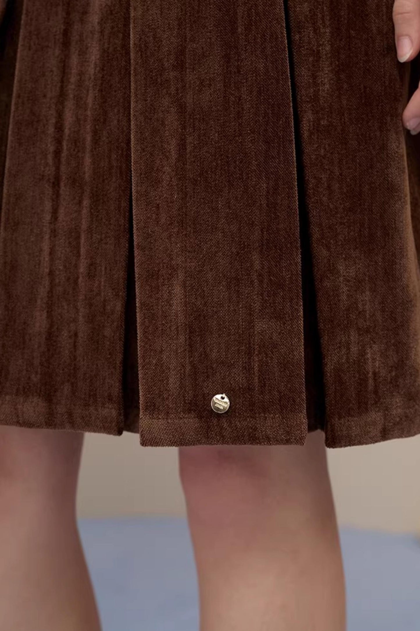 Reversible Suede Pleated Skirt