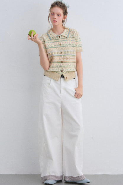 Plaid Patchwork High-Waisted Pants