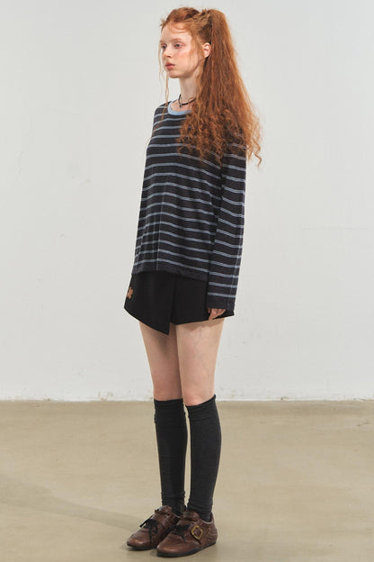 Vintage Striped Gray Knit Top