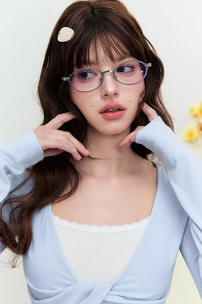 Sheer Linen Slim Sweater Set-Up