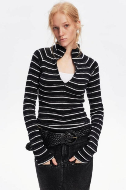Vintage Striped Slim Knit Top