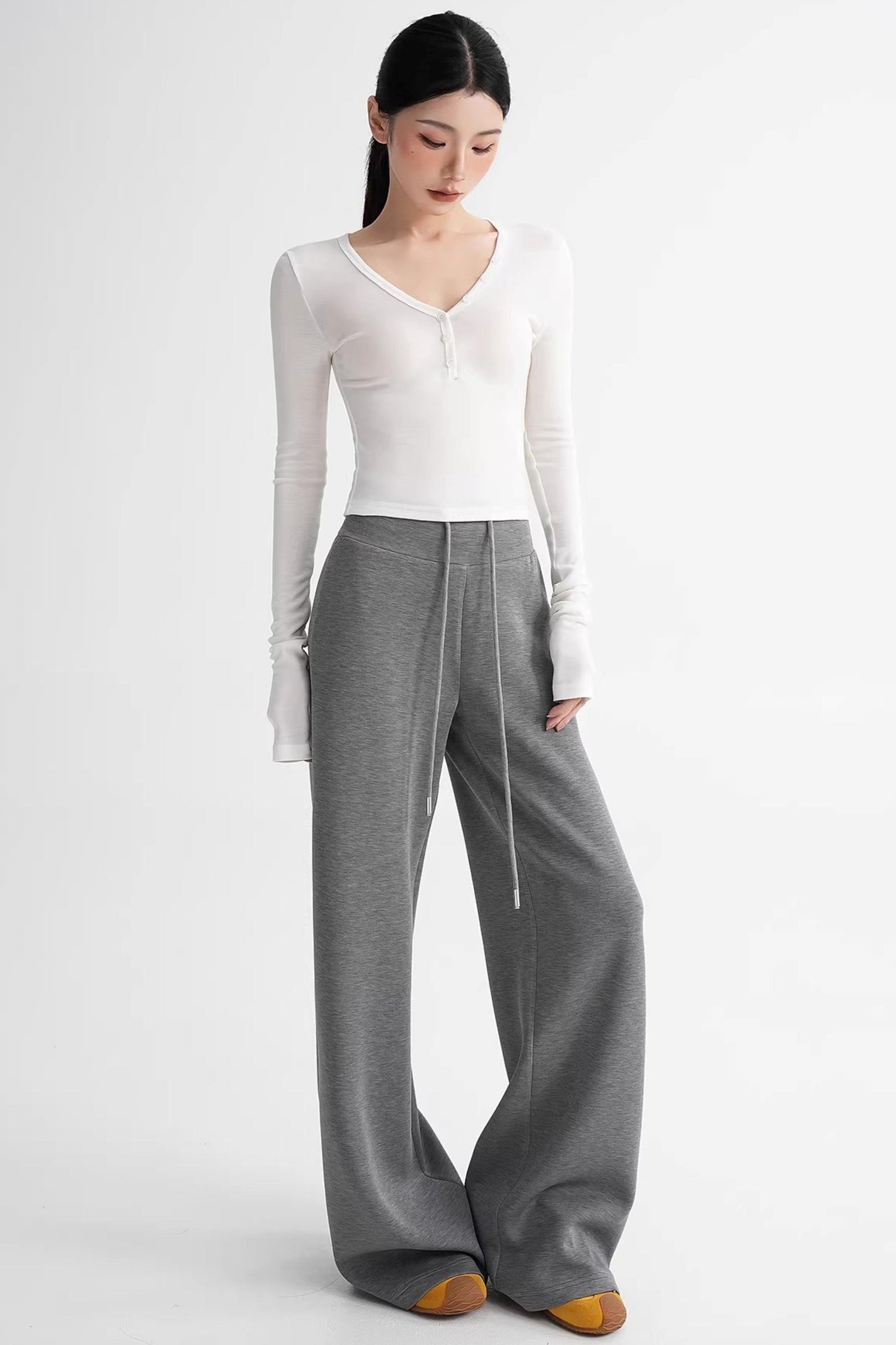 Wool Ruched Sleeve Top