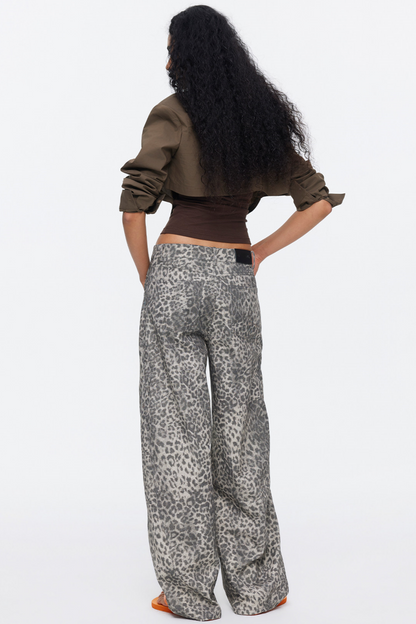 Retro Leopard Print Cotton Pants