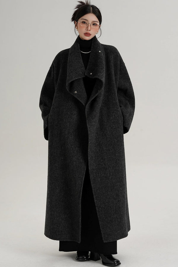 Stand-Up Collar Elongated Wool Coat