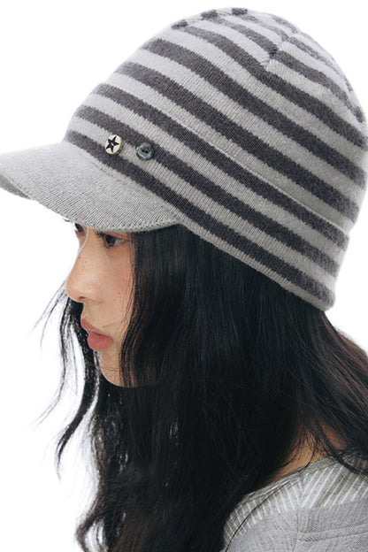 Striped Knit Baseball Cap