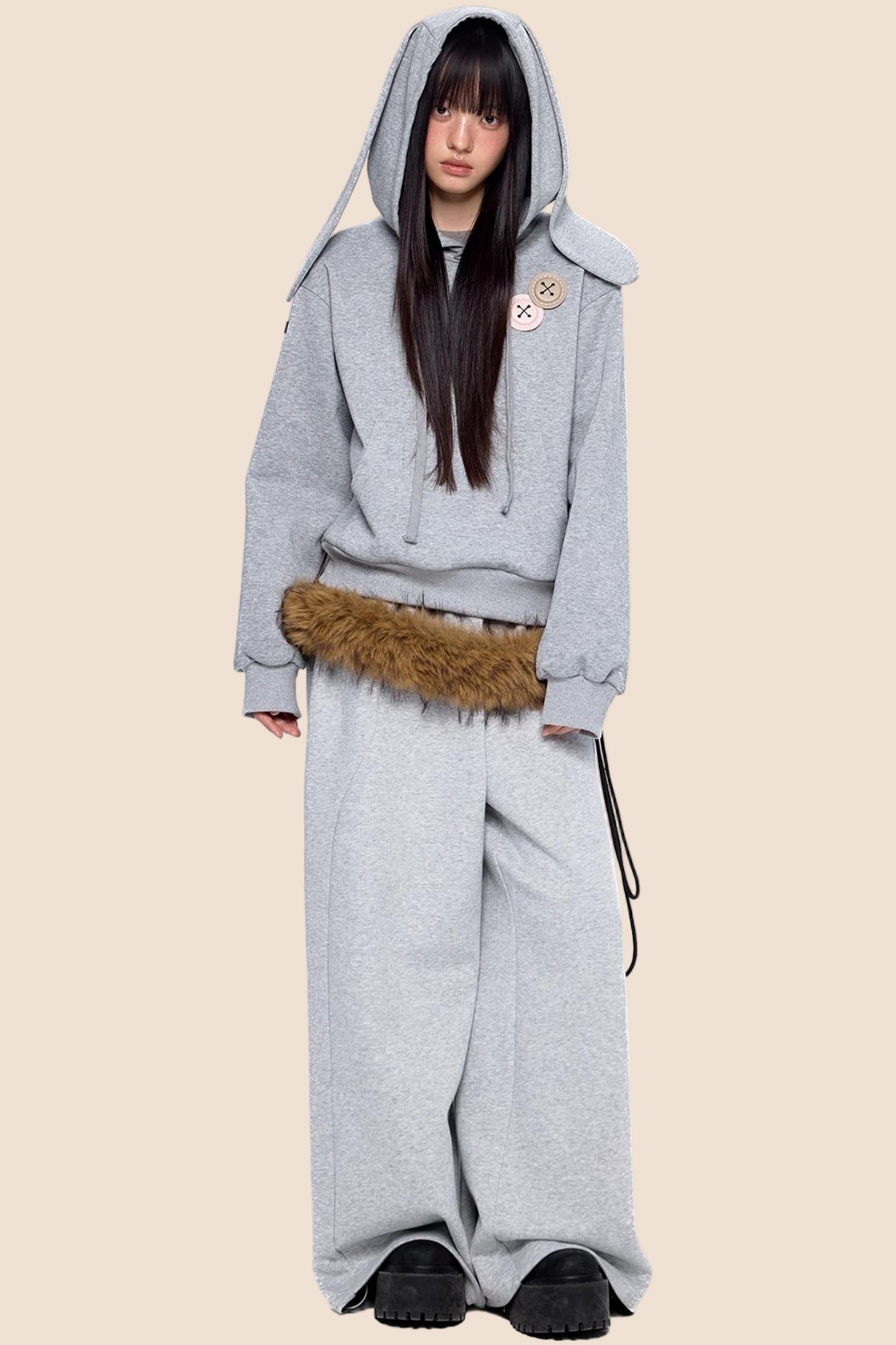 Retro Rabbit Drawstring Hoodie