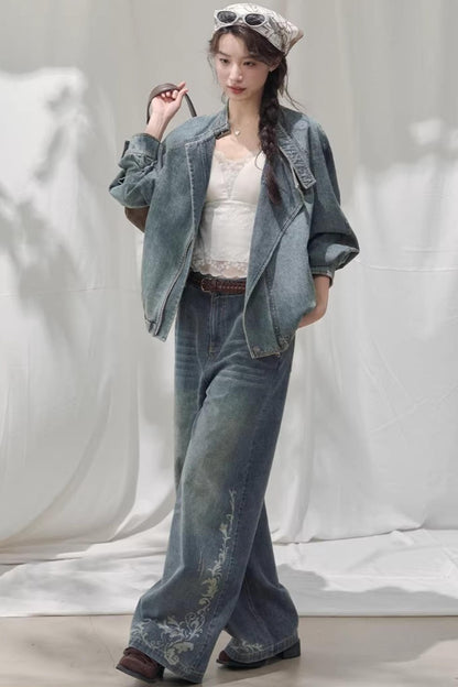 Laser Embossed Vintage Jeans