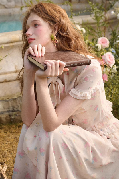 Mediterranean Print Chiffon Skirt Set-Up