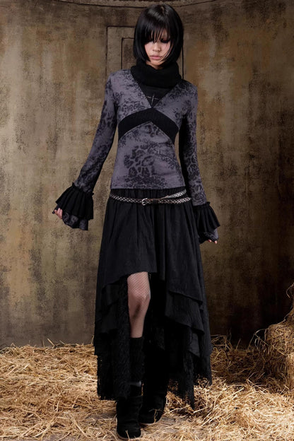 Retro Color-Block Knit Top